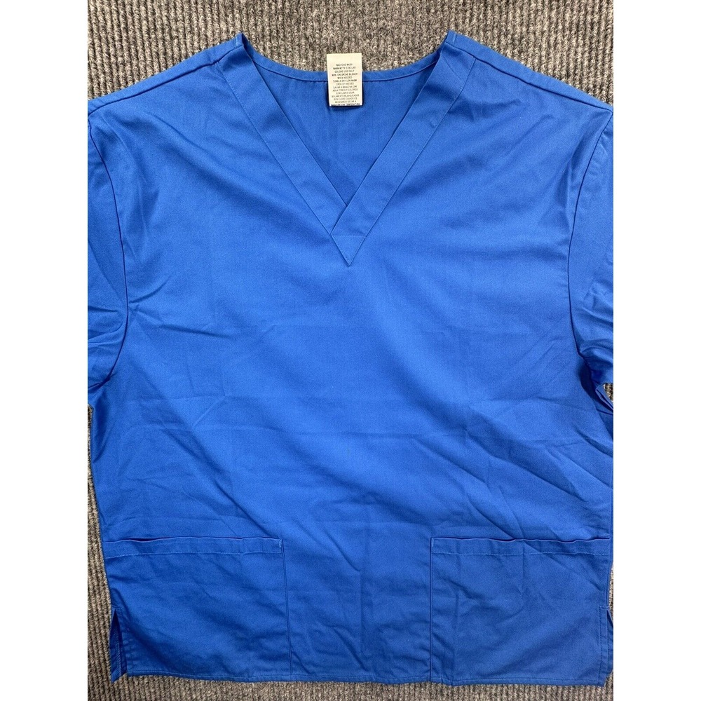 Dickies Shirt Menss Large Blue V-Neck Medical Scrub Top New‎
